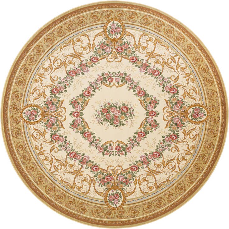 Detail image of 10' x 10' Easy-Clean Traditional Indoor / Outdoor Round Rug