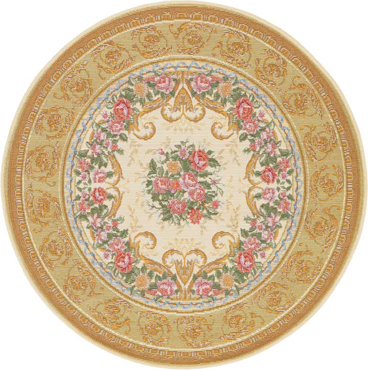 3' x 3' Easy-Clean Traditional Indoor / Outdoor Round Rug
