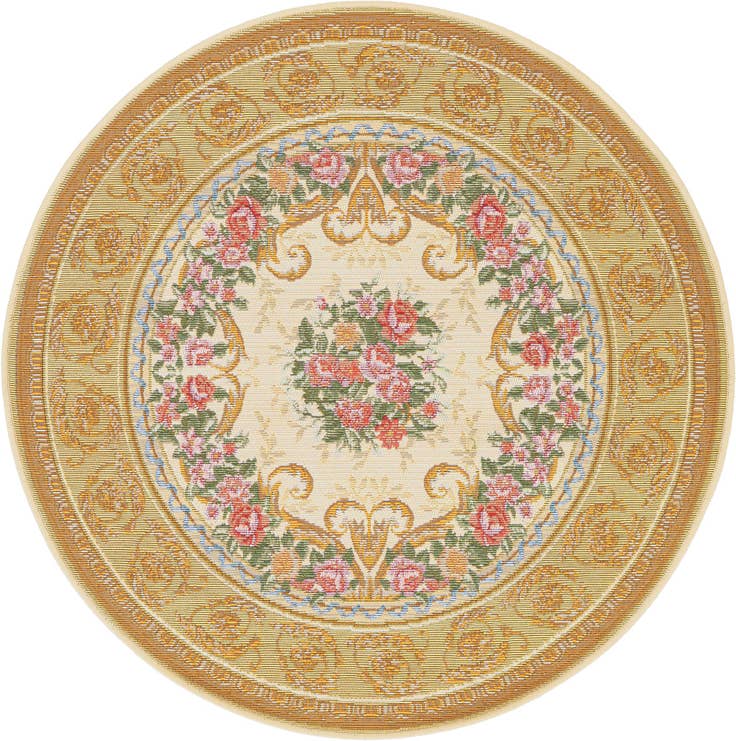 Detail image of 3' x 3' Easy-Clean Traditional Indoor / Outdoor Round Rug
