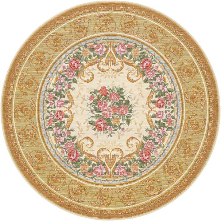 4' x 4' Easy-Clean Traditional Indoor / Outdoor Round Rug