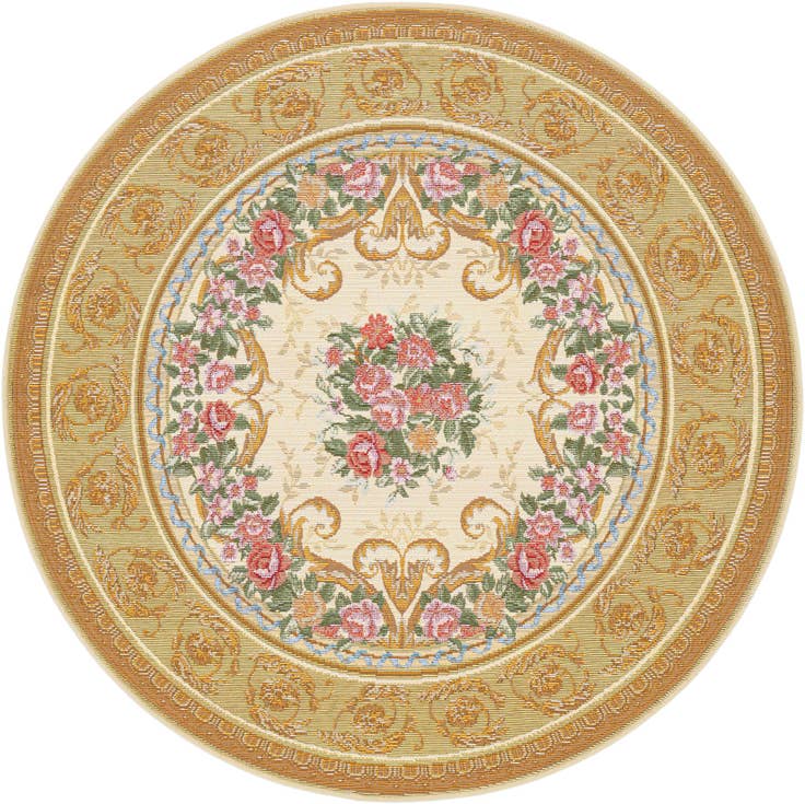 Detail image of 4' x 4' Easy-Clean Traditional Indoor / Outdoor Round Rug