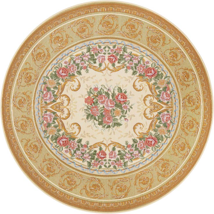 Detail image of 5' x 5' Easy-Clean Traditional Indoor / Outdoor Round Rug