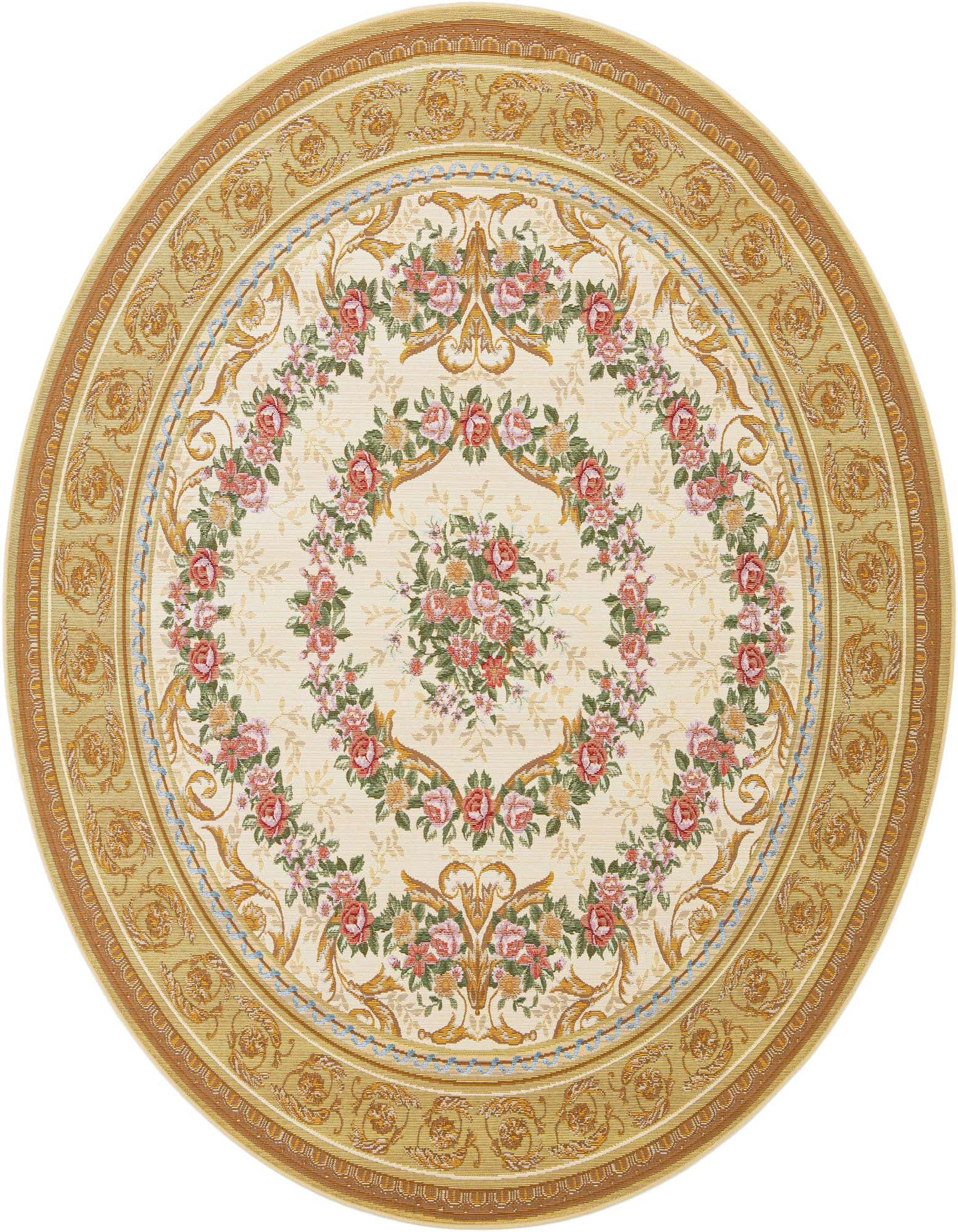 7' 10 x 7' 10 Easy-Clean Traditional Indoor / Outdoor Round Rug