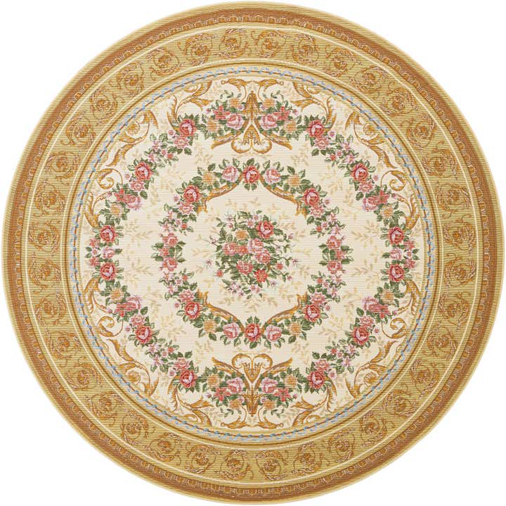 7' 10 x 7' 10 Easy-Clean Traditional Indoor / Outdoor Round Rug