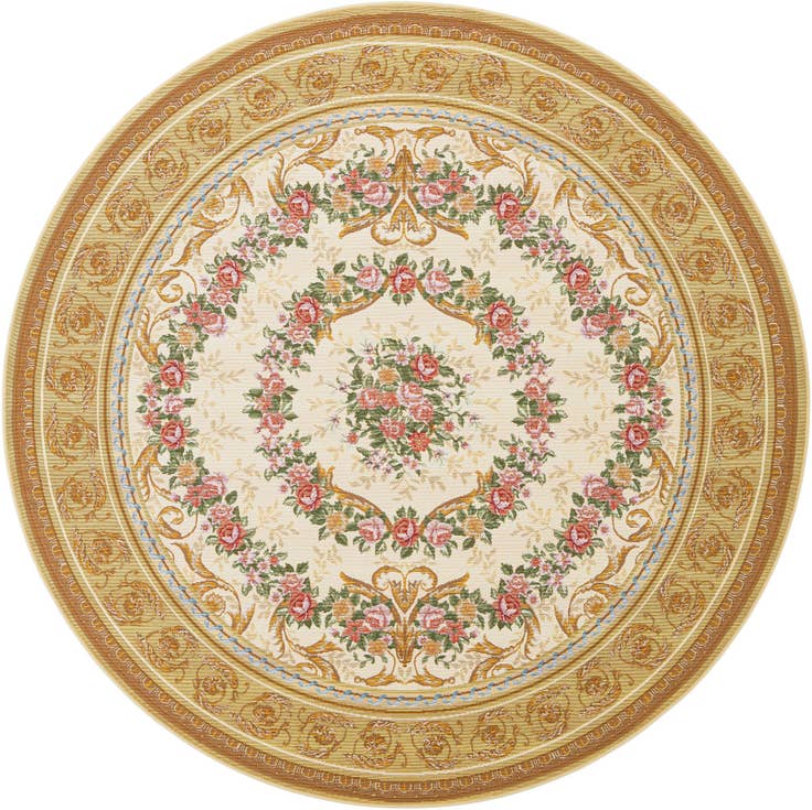 Detail image of 7' 10 x 7' 10 Easy-Clean Traditional Indoor / Outdoor Round Rug
