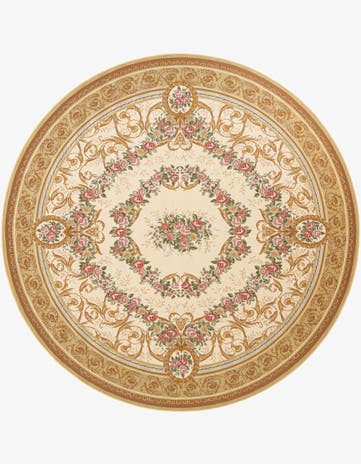 10' x 10' Easy-Clean Traditional Indoor / Outdoor Round Rug