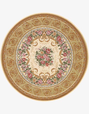 3' x 3' Easy-Clean Traditional Indoor / Outdoor Round Rug