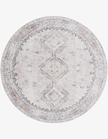 Ivory and Beige Washable Yara Round Rug