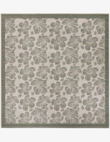 Ivory and Beige Easy-Clean Baja Indoor / Outdoor Square Rug