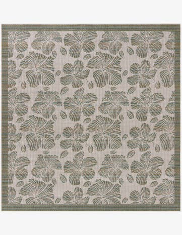 Ivory and Beige Easy-Clean Baja Indoor / Outdoor Square Rug
