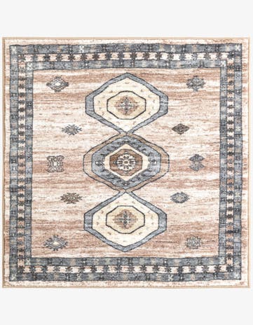 Ivory and Beige Medina Square Rug