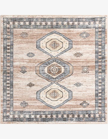 Ivory and Beige Medina Square Rug