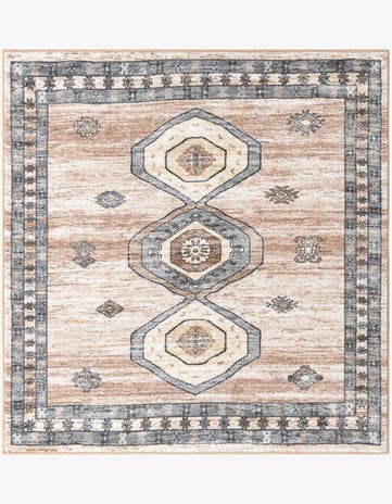 Ivory and Beige Medina Square Rug