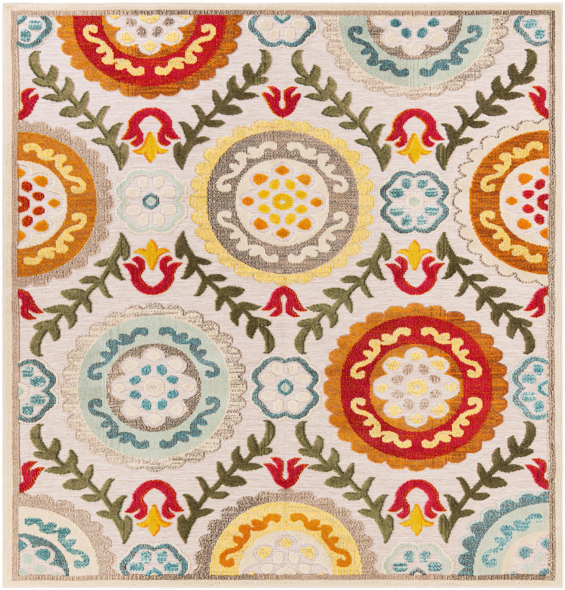 7' 10 x 7' 10 Easy-Clean Casablanca Indoor / Outdoor Square Rug