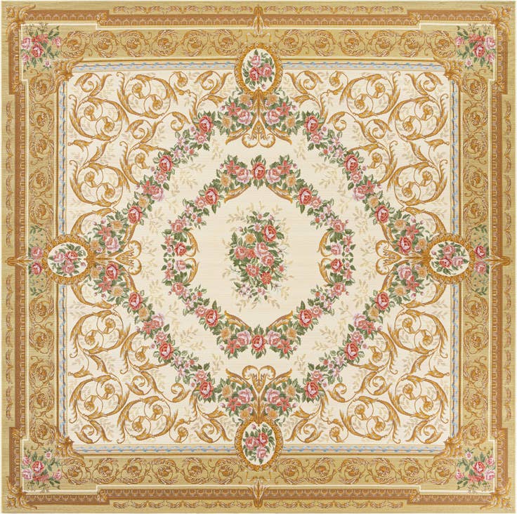 Detail image of 10' x 10' Easy-Clean Traditional Indoor / Outdoor Square Rug
