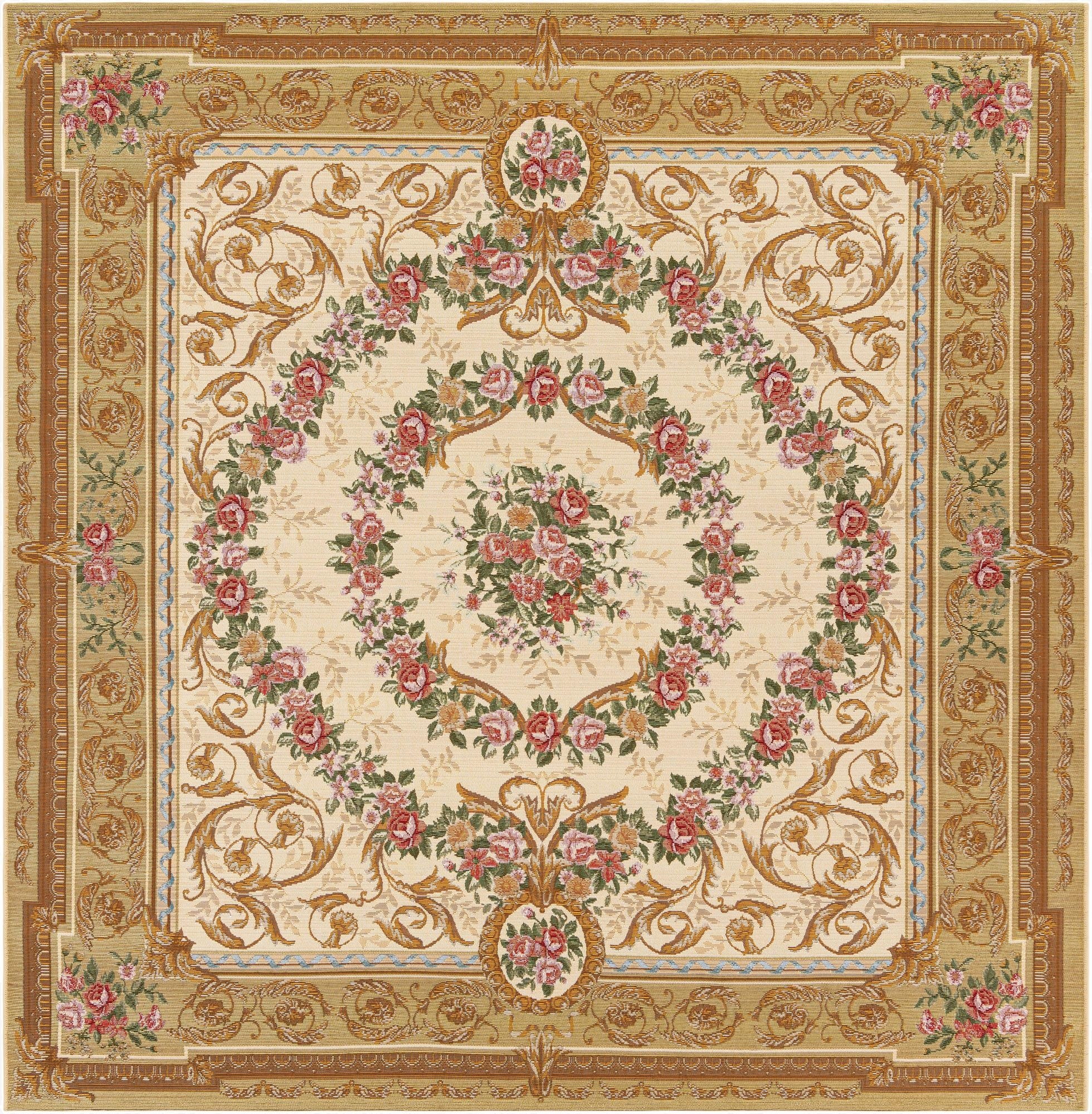7' 10 x 7' 10  Washable Traditional Indoor / Outdoor Square Rug
