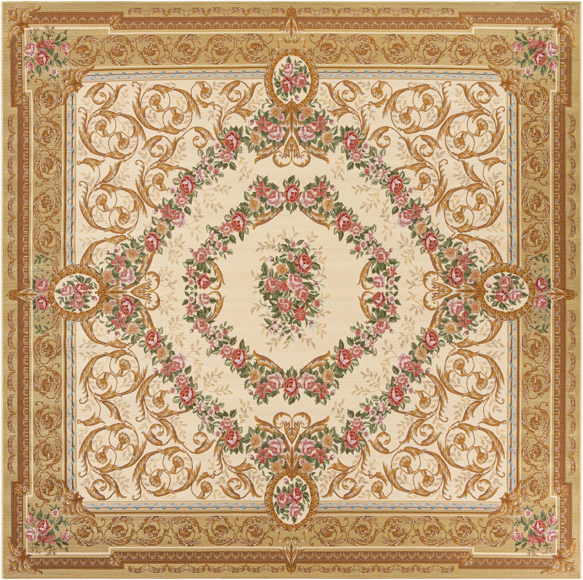 10' x 10'  Washable Traditional Indoor / Outdoor Square Rug