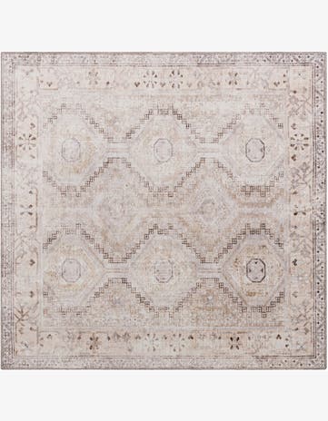 Ivory and Beige Washable Yara Square Rug