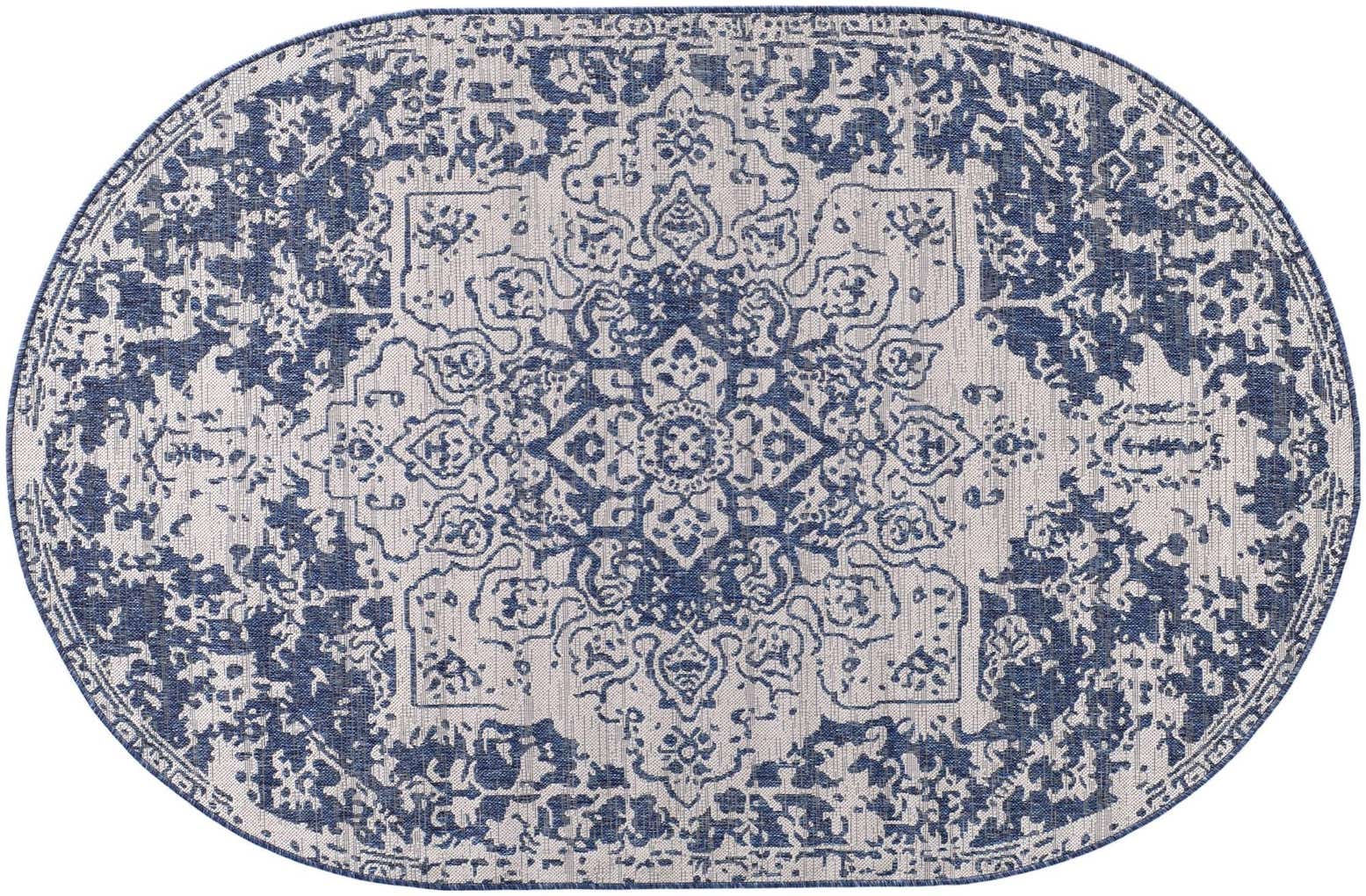 5' 3 x 8' Easy-Clean Jill Zarin Indoor / Outdoor Oval Rug