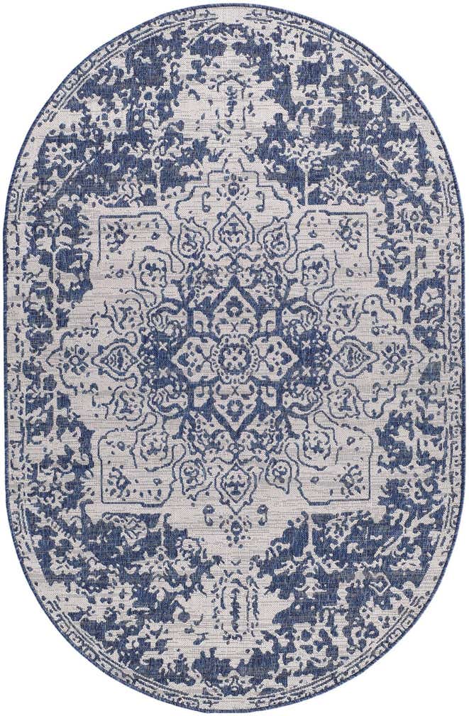 5' 3 x 8' Easy-Clean Jill Zarin Indoor / Outdoor Oval Rug
