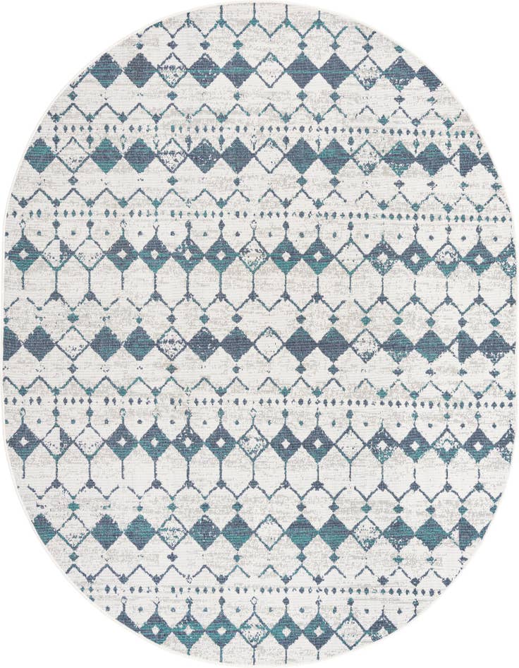Detail image of 7' 10 x 10' Easy-Clean Lattice Indoor / Outdoor Oval Rug