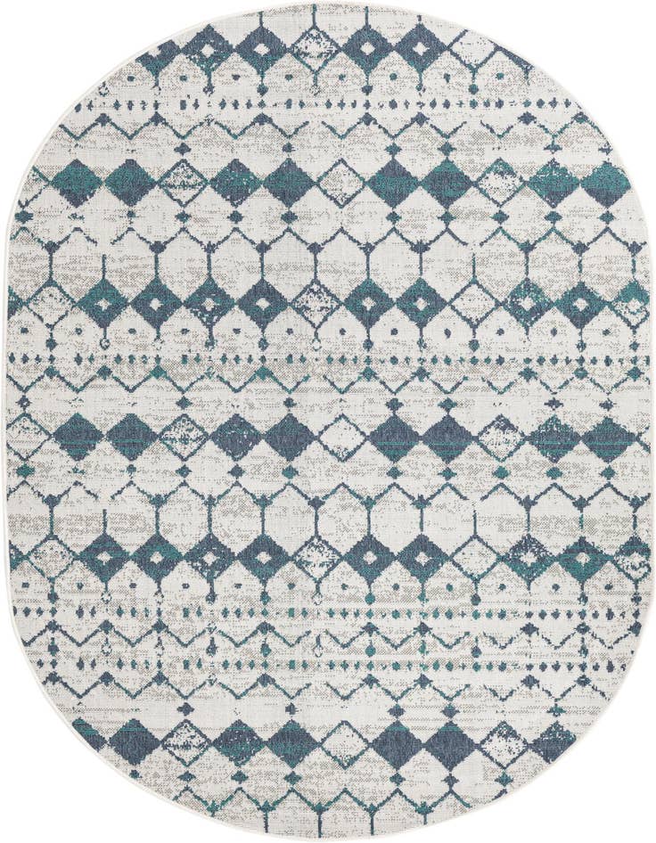Detail image of 5' 3 x 8' Easy-Clean Lattice Indoor / Outdoor Oval Rug