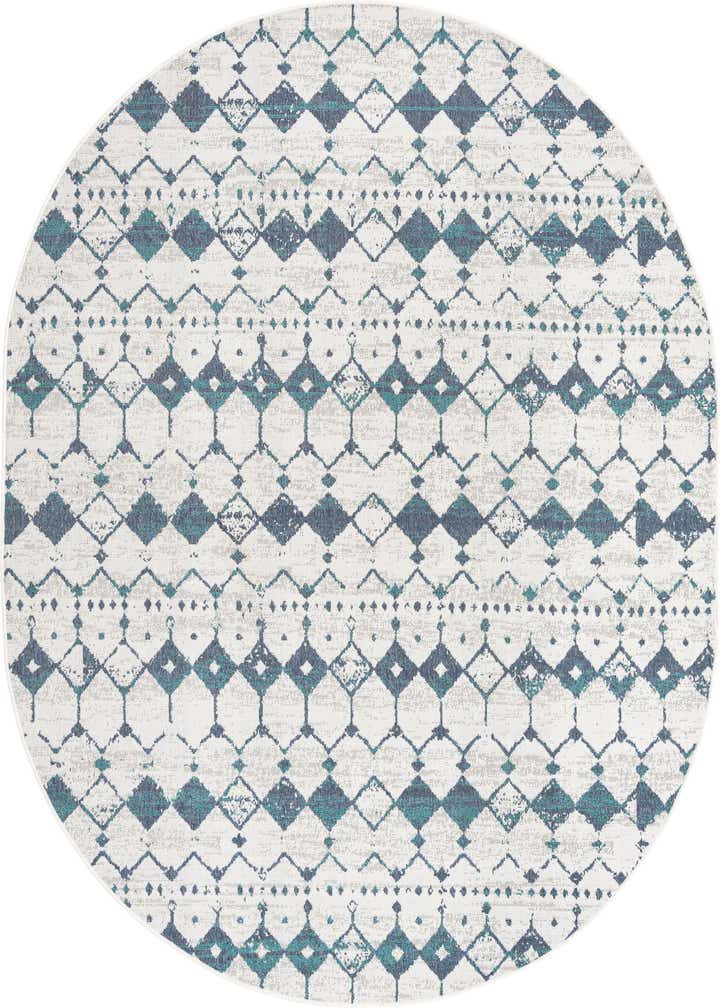 7' 10 x 10' Easy-Clean Trellis Indoor / Outdoor Oval Rug