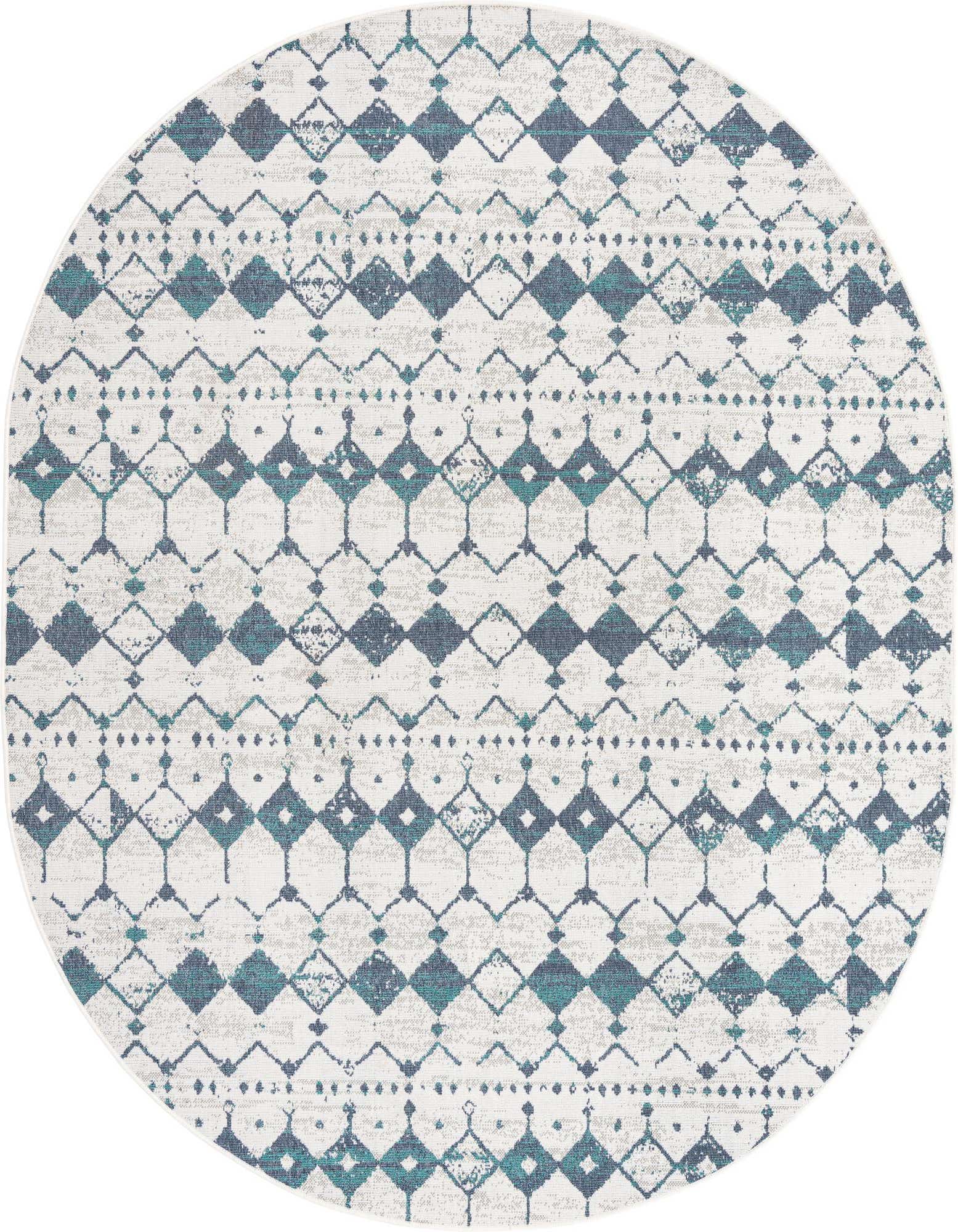 7' 10 x 10' Easy-Clean Trellis Indoor / Outdoor Oval Rug