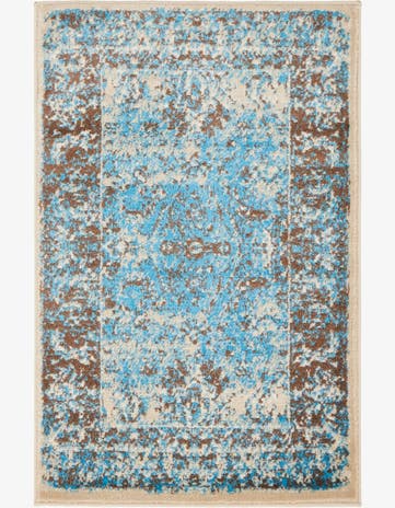 Ivory and Blue Ankara Rug