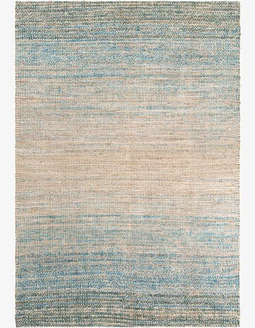 Ivory and Blue Hand Woven Chenille Jute Rug