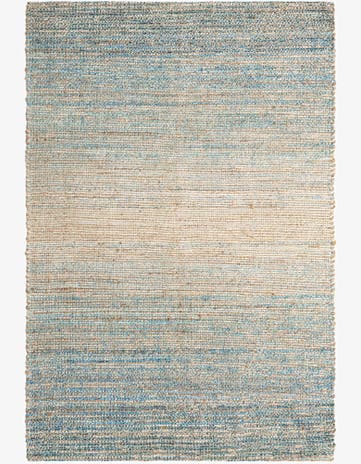 Ivory and Blue Hand Woven Chenille Jute Rug