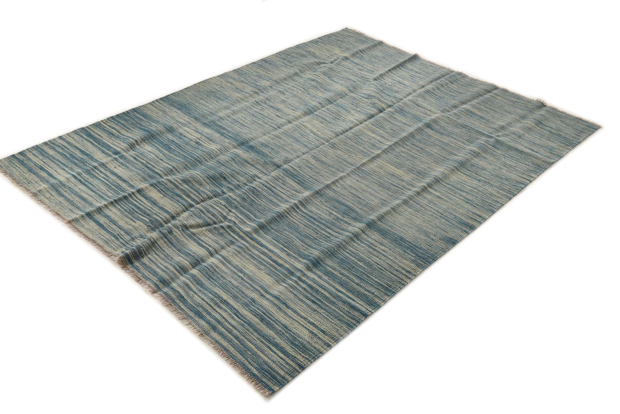 4' 9 x 6' 5 Hand Woven Kilim Modern Wool Rug
