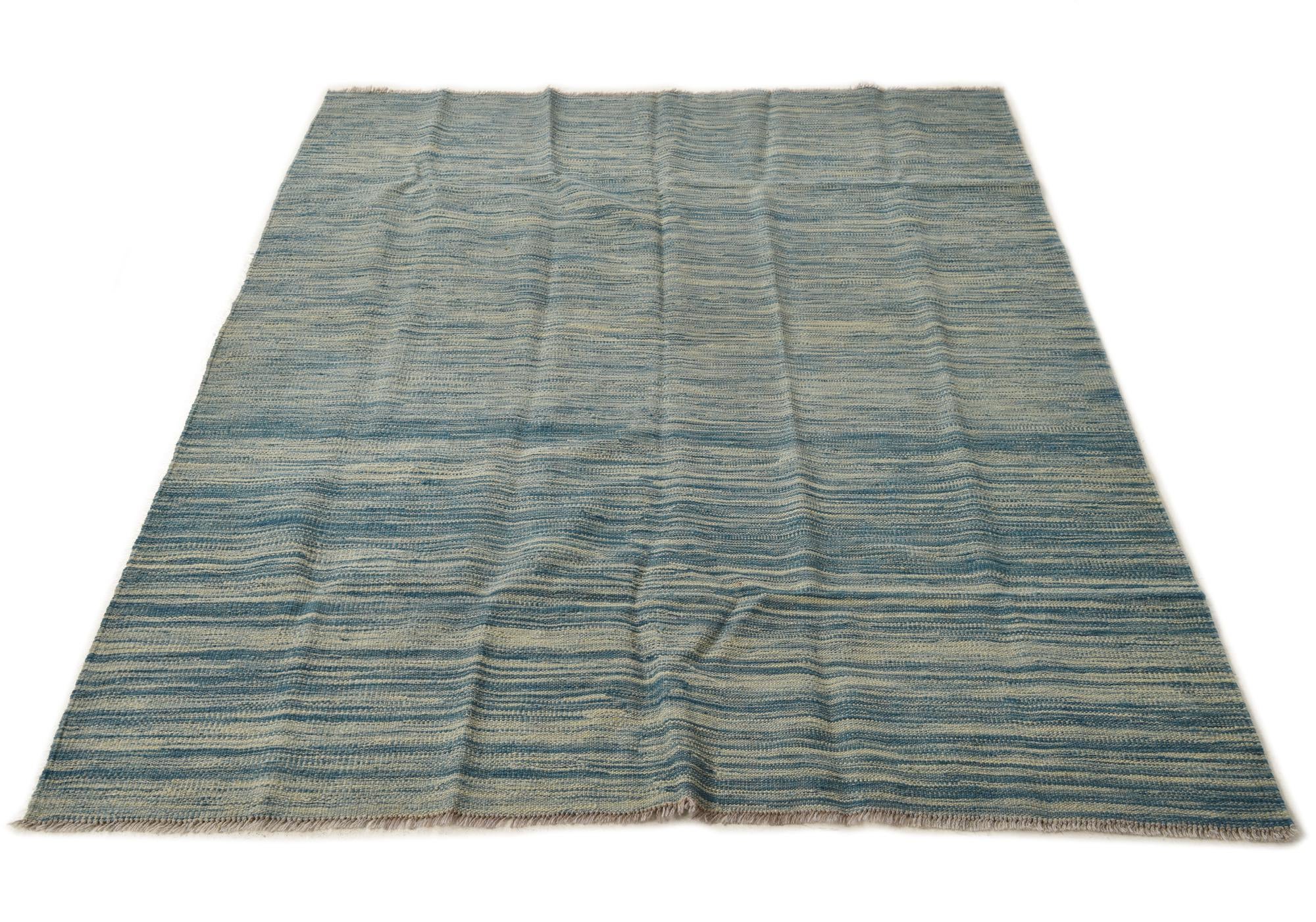 4' 9 x 6' 5 Hand Woven Kilim Modern Wool Rug
