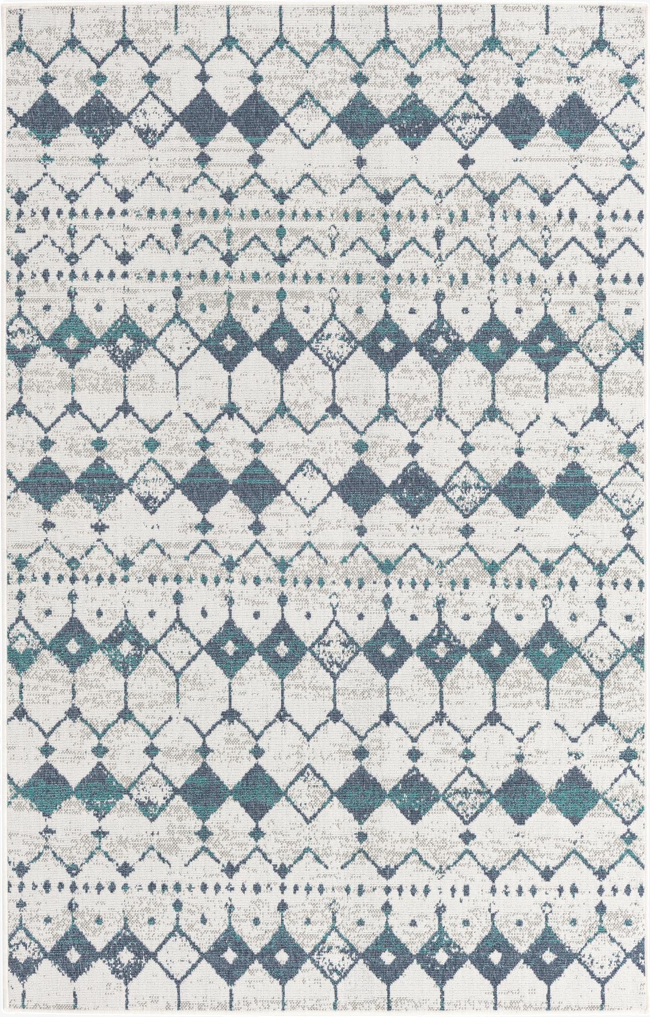 Primary image 5' 3 x 8'  Washable Trellis Indoor / Outdoor Rug