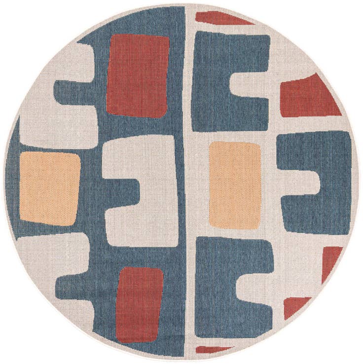 Detail image of 7' 10 x 7' 10 Easy-Clean Baja Indoor / Outdoor Round Rug