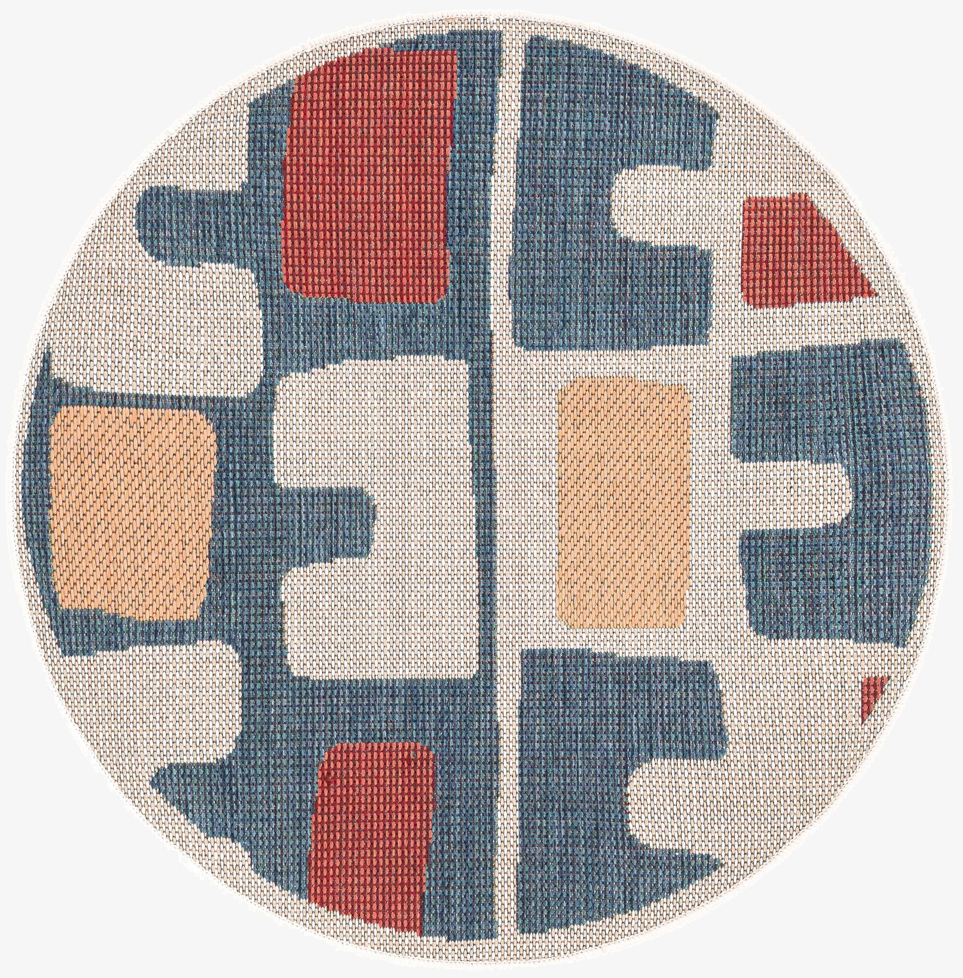 3' 3 x 3' 3  Washable Baja Indoor / Outdoor Round Rug
