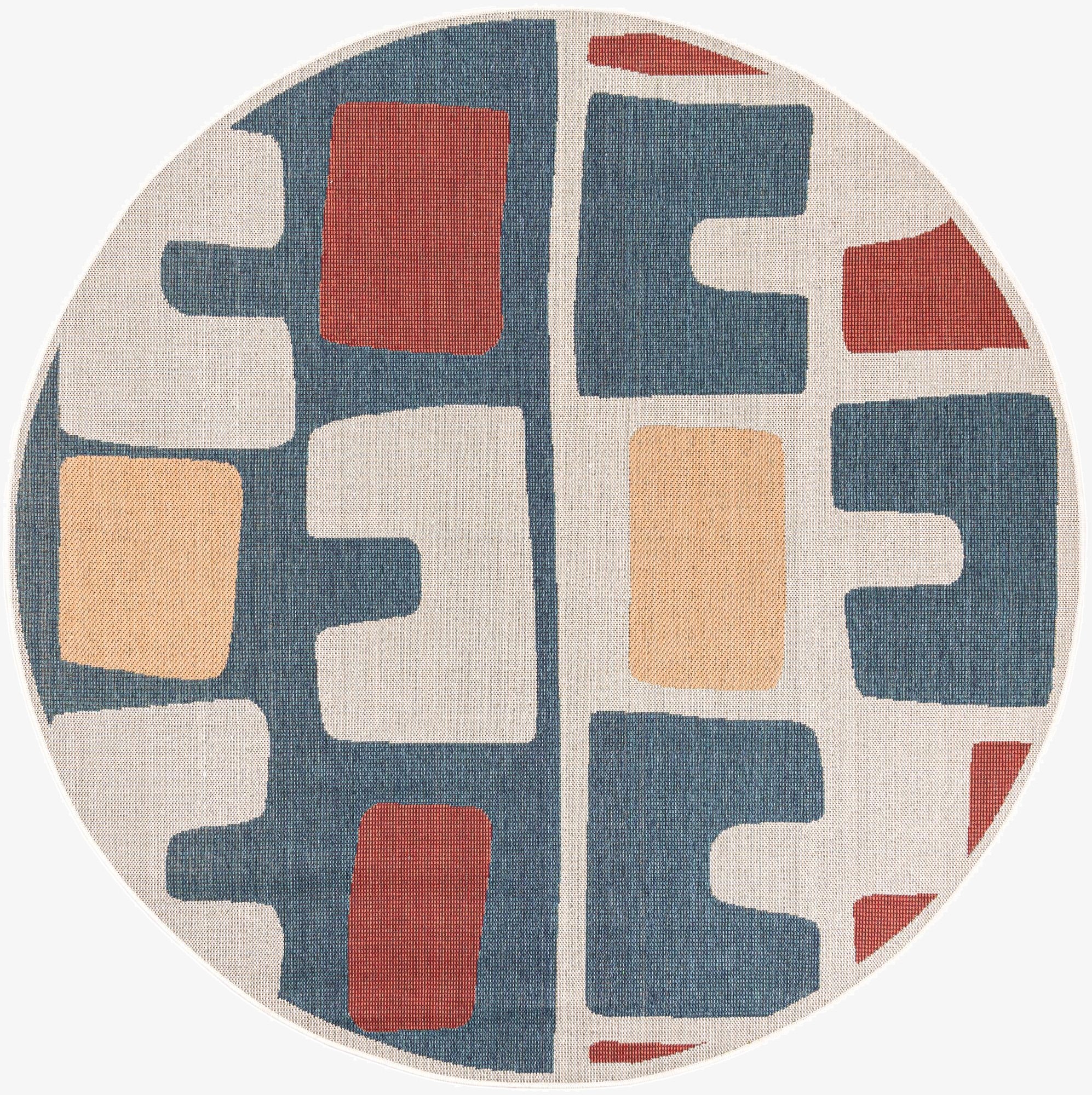 7' 10 x 7' 10  Washable Baja Indoor / Outdoor Round Rug