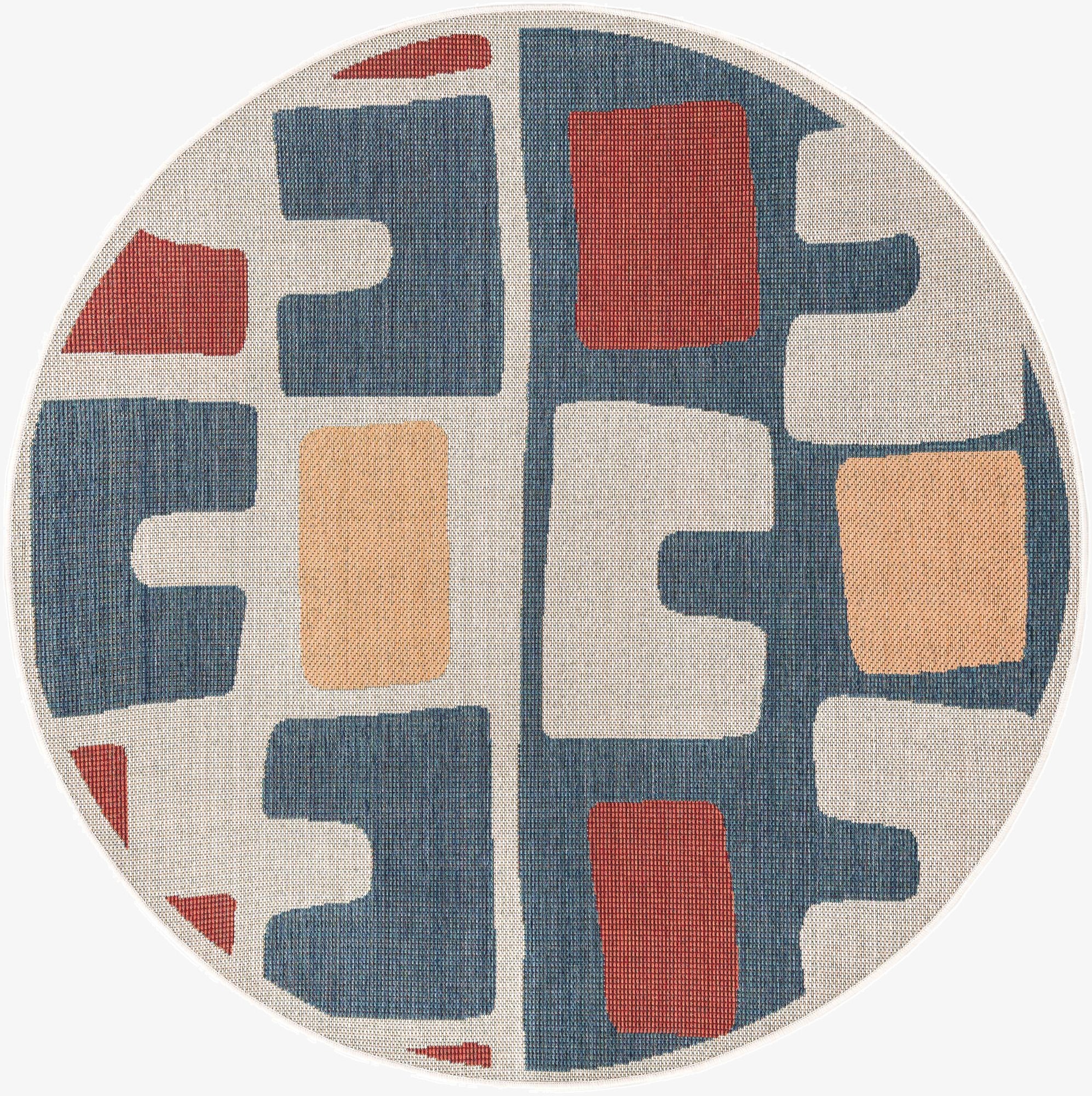 Primary image 6' 1 x 6' 1  Washable Baja Indoor / Outdoor Round Rug