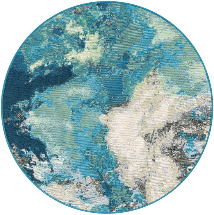 Detail image of 3' 3 x 3' 3 Easy-Clean Modern Indoor / Outdoor Round Rug