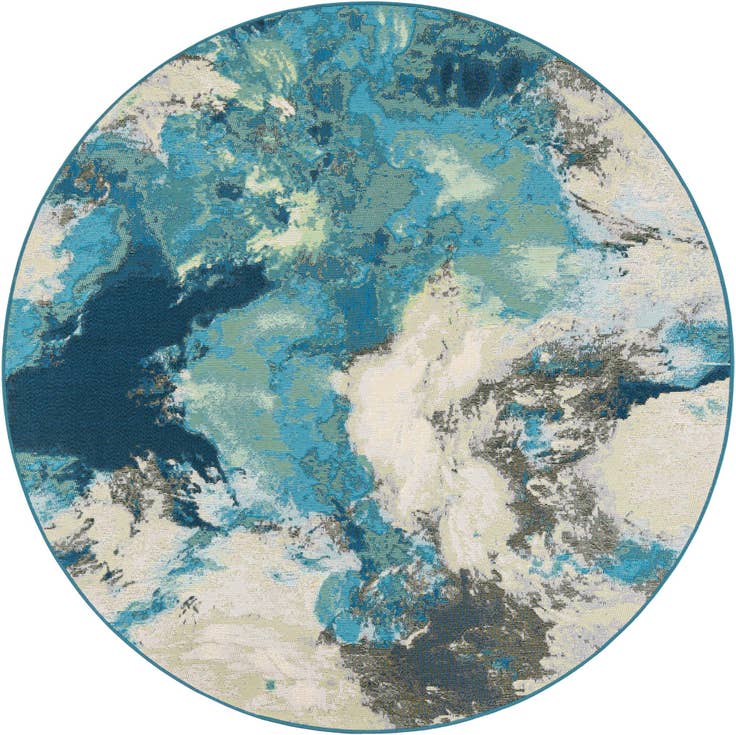 Detail image of 6' 1 x 6' 1 Easy-Clean Modern Indoor / Outdoor Round Rug