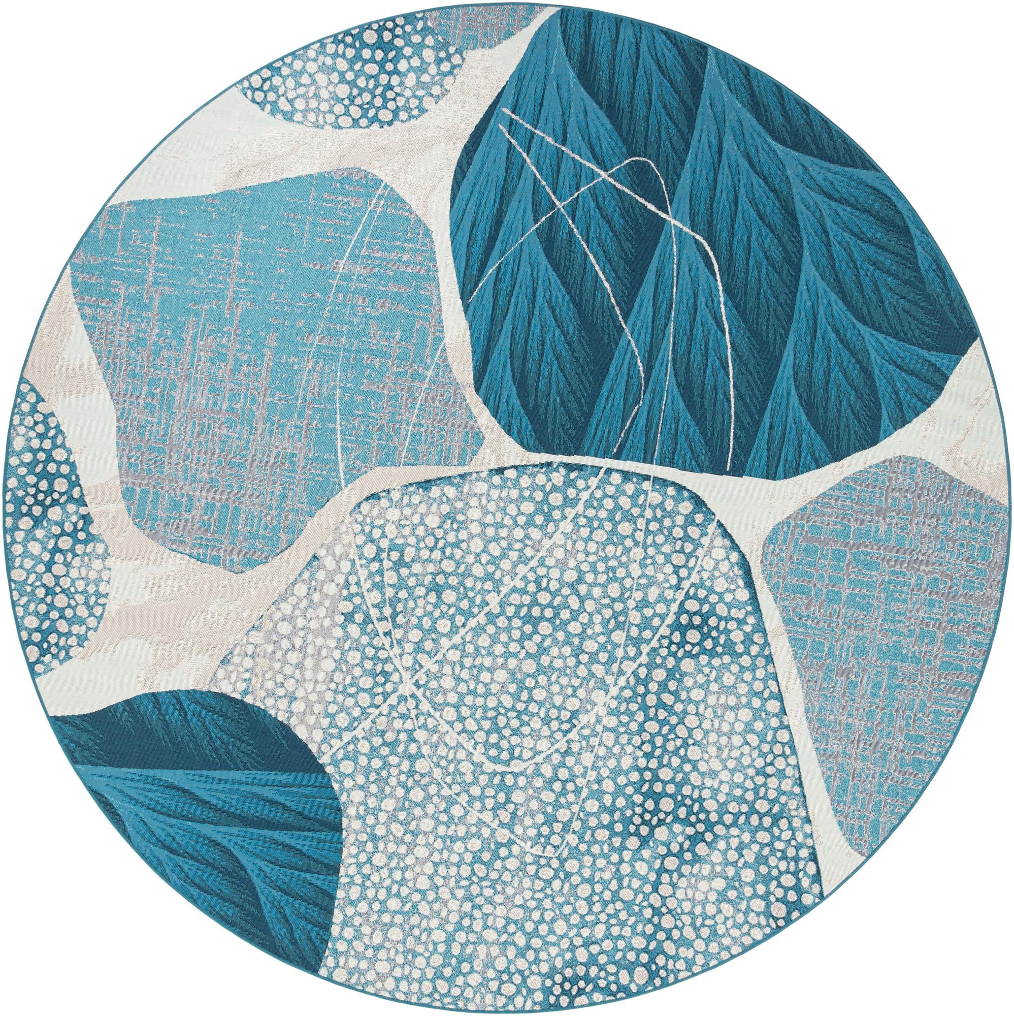 10' x 10' Easy-Clean Modern Indoor / Outdoor Round Rug