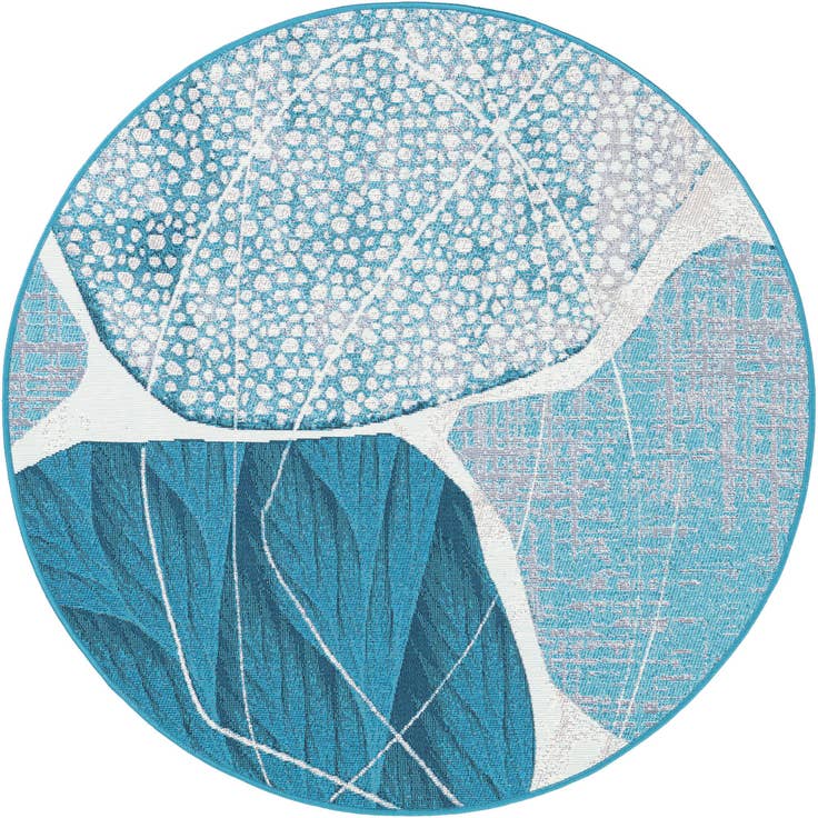 Detail image of 4' 1 x 4' 1 Easy-Clean Modern Indoor / Outdoor Round Rug