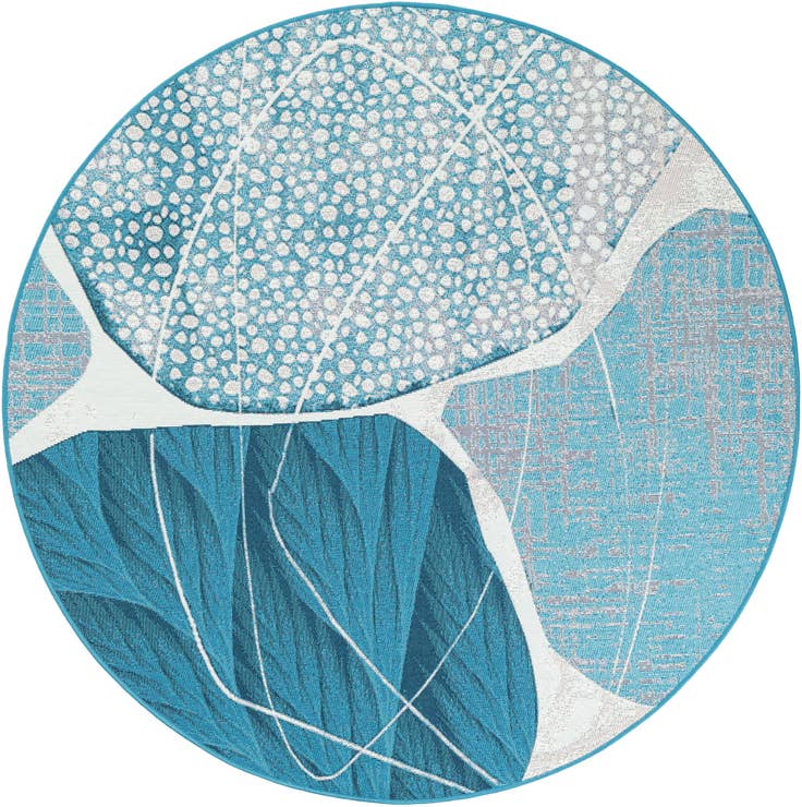 Detail image of 5' 3 x 5' 3 Easy-Clean Modern Indoor / Outdoor Round Rug