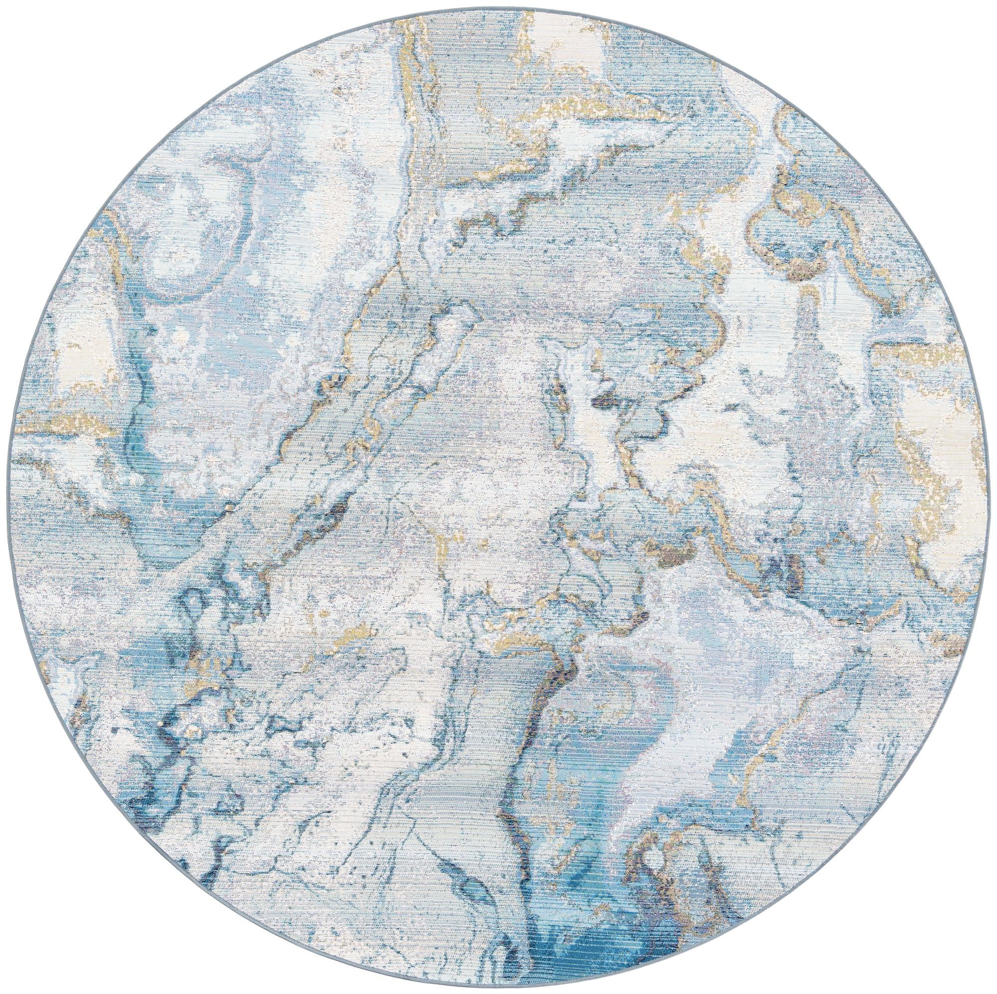 7' 10 x 7' 10 Easy-Clean Modern Indoor / Outdoor Round Rug