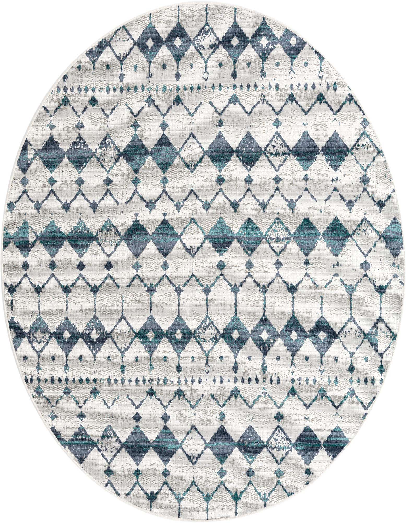 7' x 7' Easy-Clean Trellis Indoor / Outdoor Round Rug