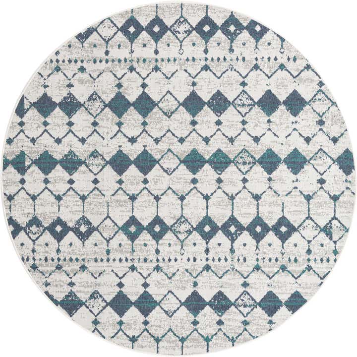 7' x 7' Easy-Clean Trellis Indoor / Outdoor Round Rug