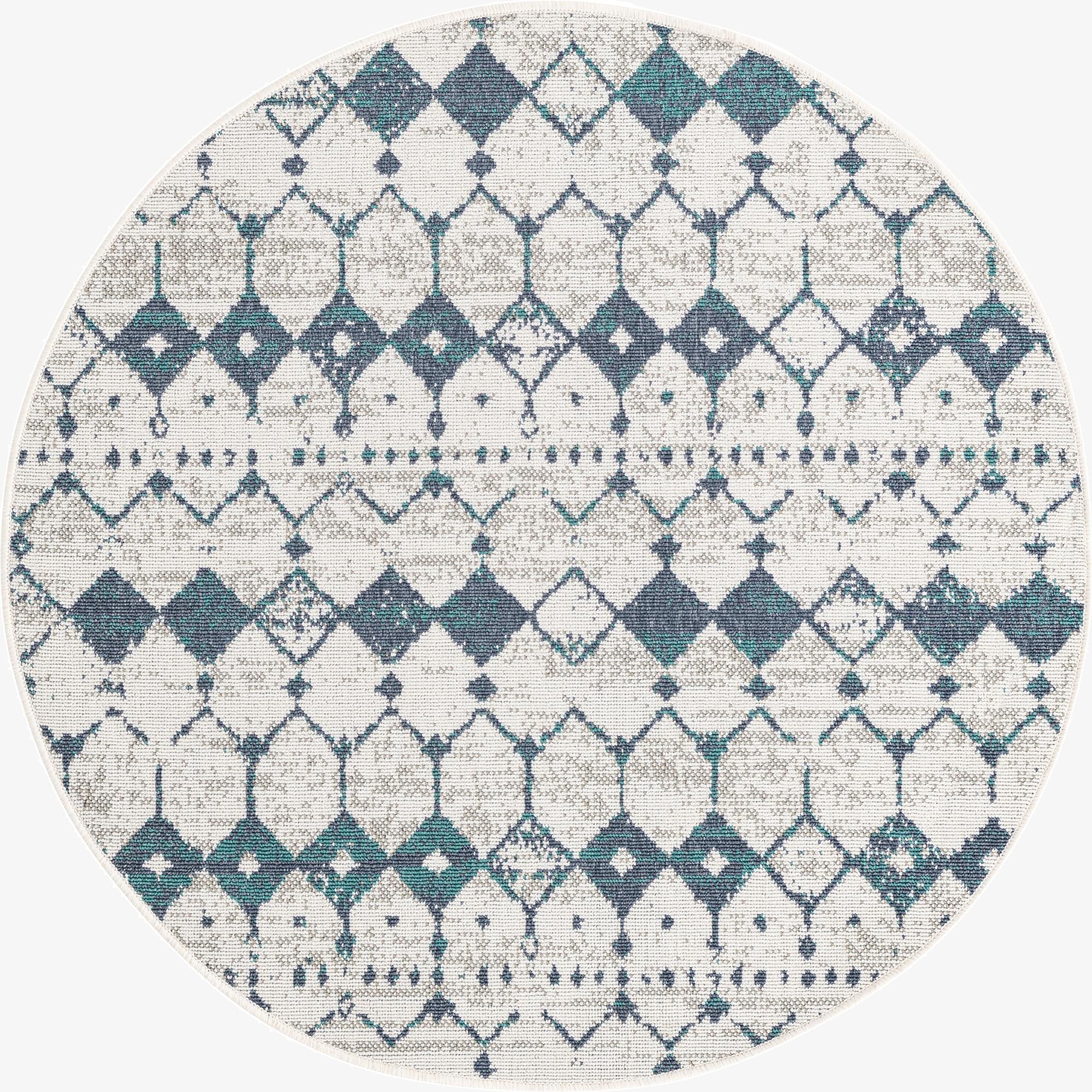 4' x 4'  Washable Trellis Indoor / Outdoor Round Rug