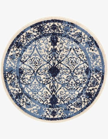 Ivory and Blue Vista Round Rug