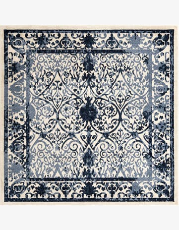 Ivory and Blue Miranda Square Rug