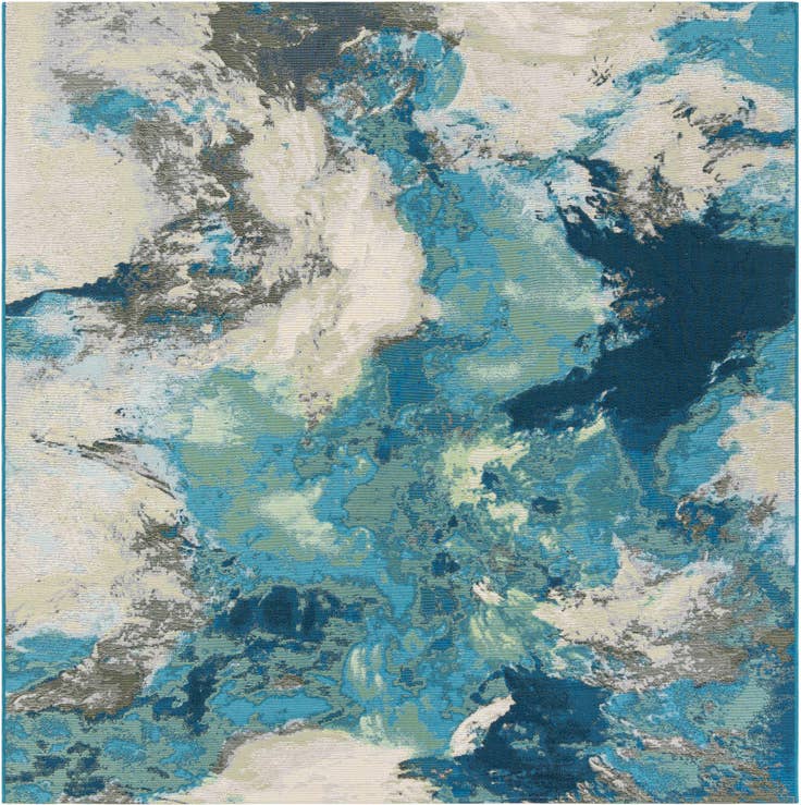 Detail image of 7' 10 x 7' 10 Easy-Clean Modern Indoor / Outdoor Square Rug